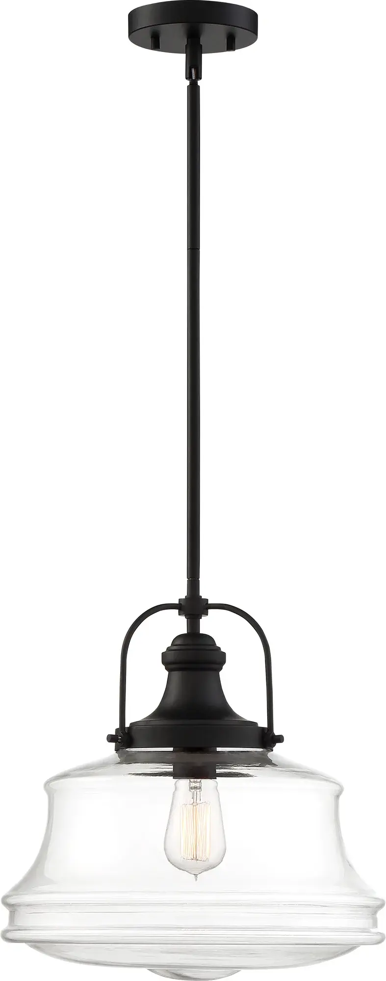 Basel Single Light Pendant in Aged Bronze with Clear Glass - Image 3