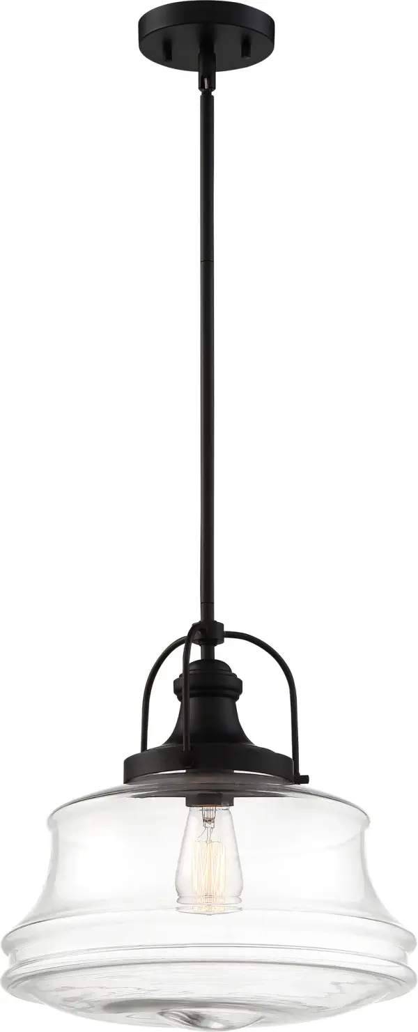 Basel Single Light Pendant in Aged Bronze with Clear Glass - Image 4