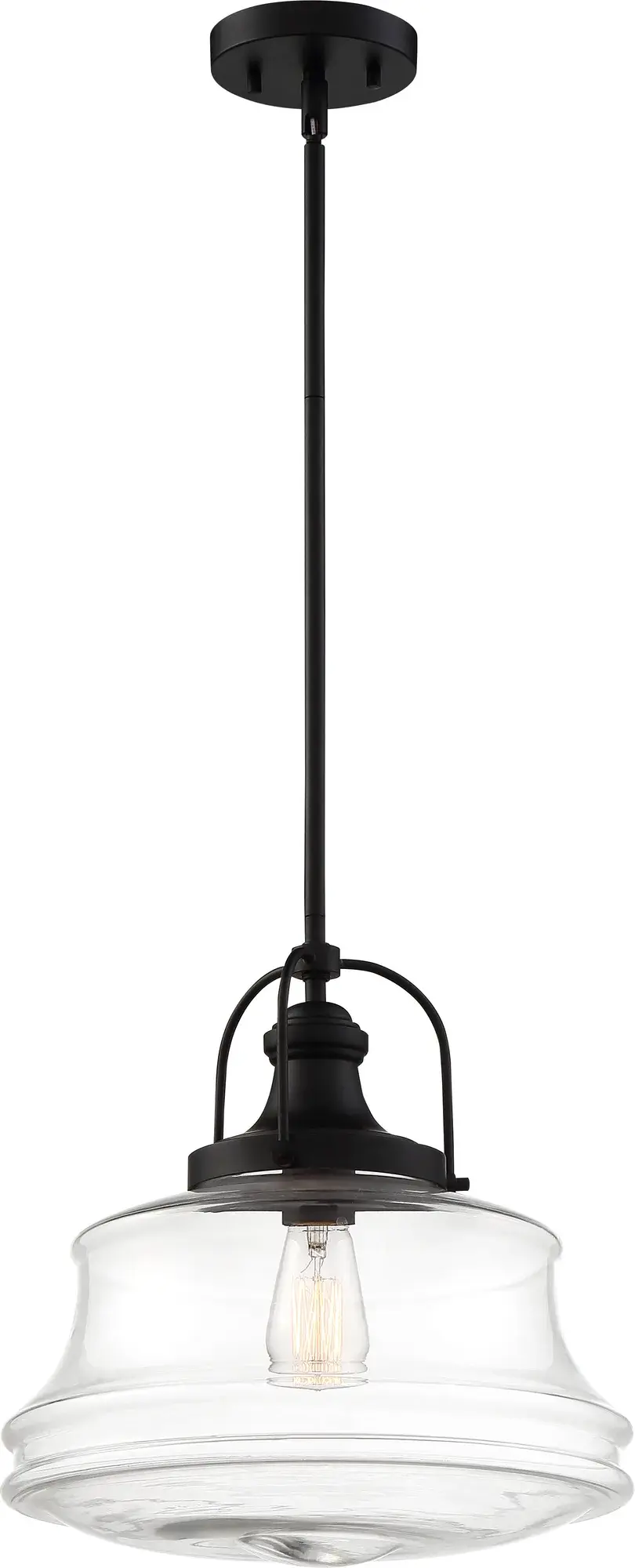 Basel Single Light Pendant in Aged Bronze with Clear Glass - Image 4