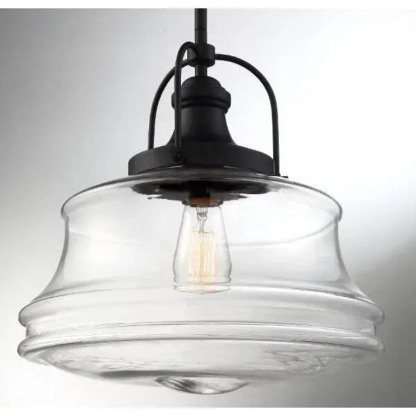 Basel Single Light Pendant in Aged Bronze with Clear Glass - Image 5