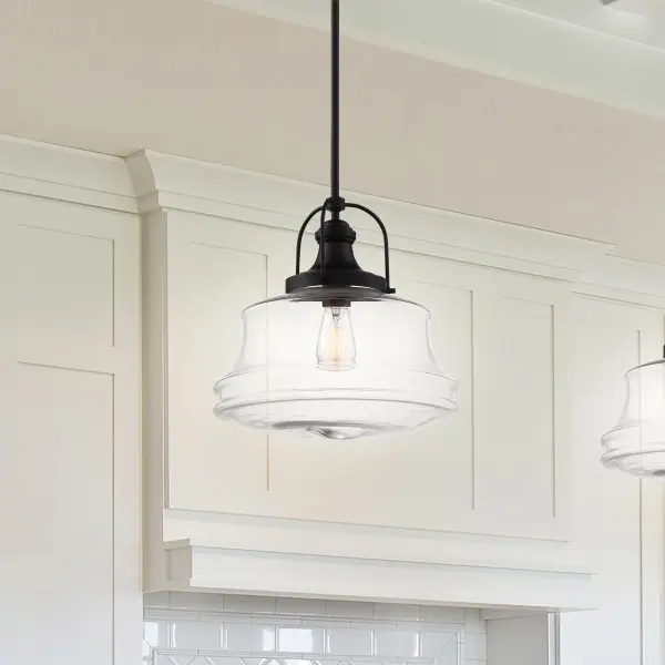 Basel Single Light Pendant in Aged Bronze with Clear Glass - Image 7