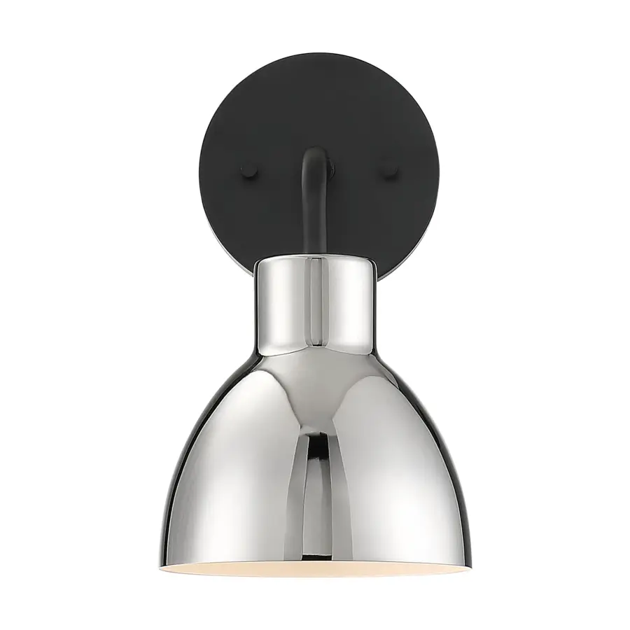 Sloan 1-Light Vanity Sconce in Matte Black with Polished Nickel Shade - Image 1