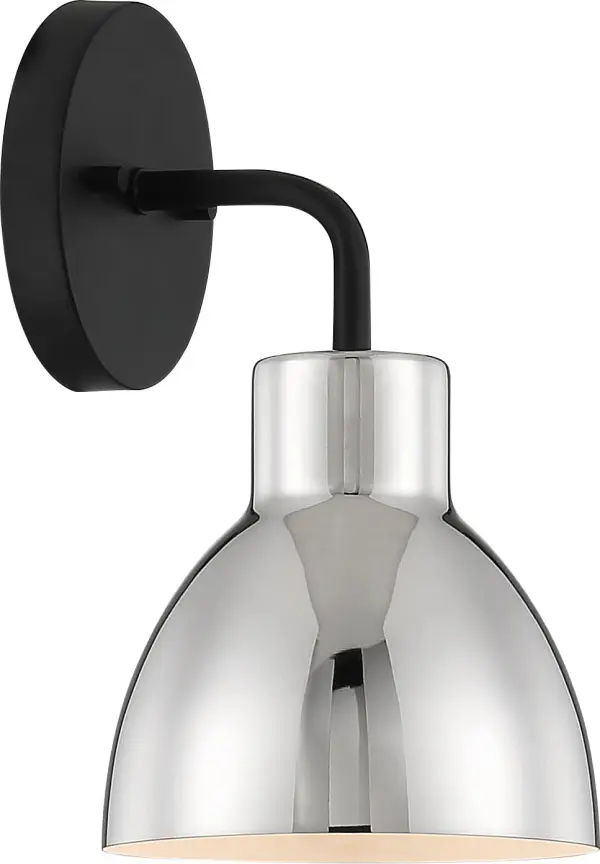 Sloan 1-Light Vanity Sconce in Matte Black with Polished Nickel Shade - Image 4