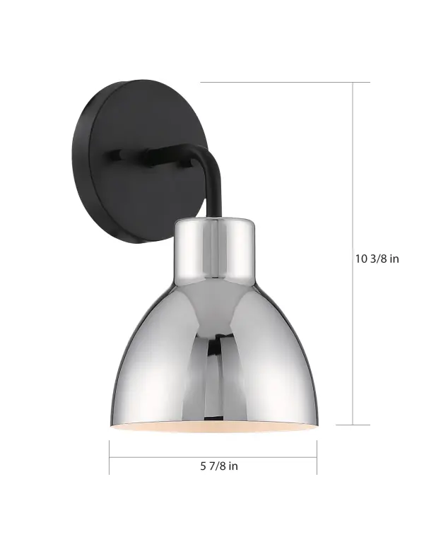 Sloan 1-Light Vanity Sconce in Matte Black with Polished Nickel Shade - Image 5