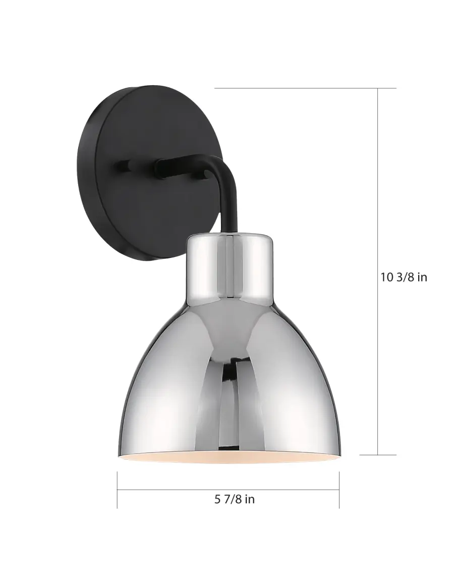 Sloan 1-Light Vanity Sconce in Matte Black with Polished Nickel Shade - Image 5
