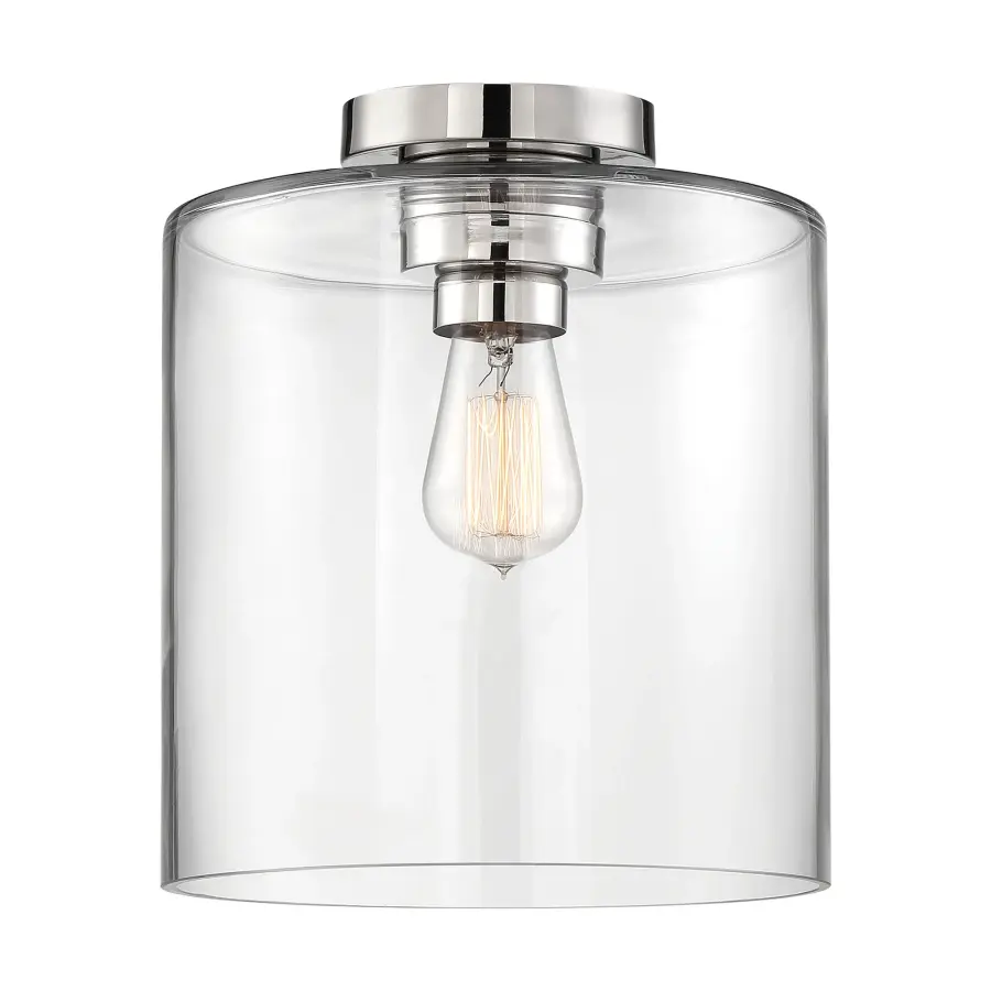 Chantecleer Semi-Flush Mount - Polished Nickel with Clear Glass - Image 1