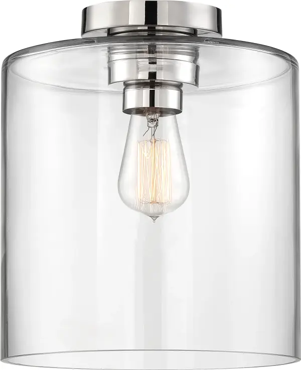 Chantecleer Semi-Flush Mount - Polished Nickel with Clear Glass - Image 2