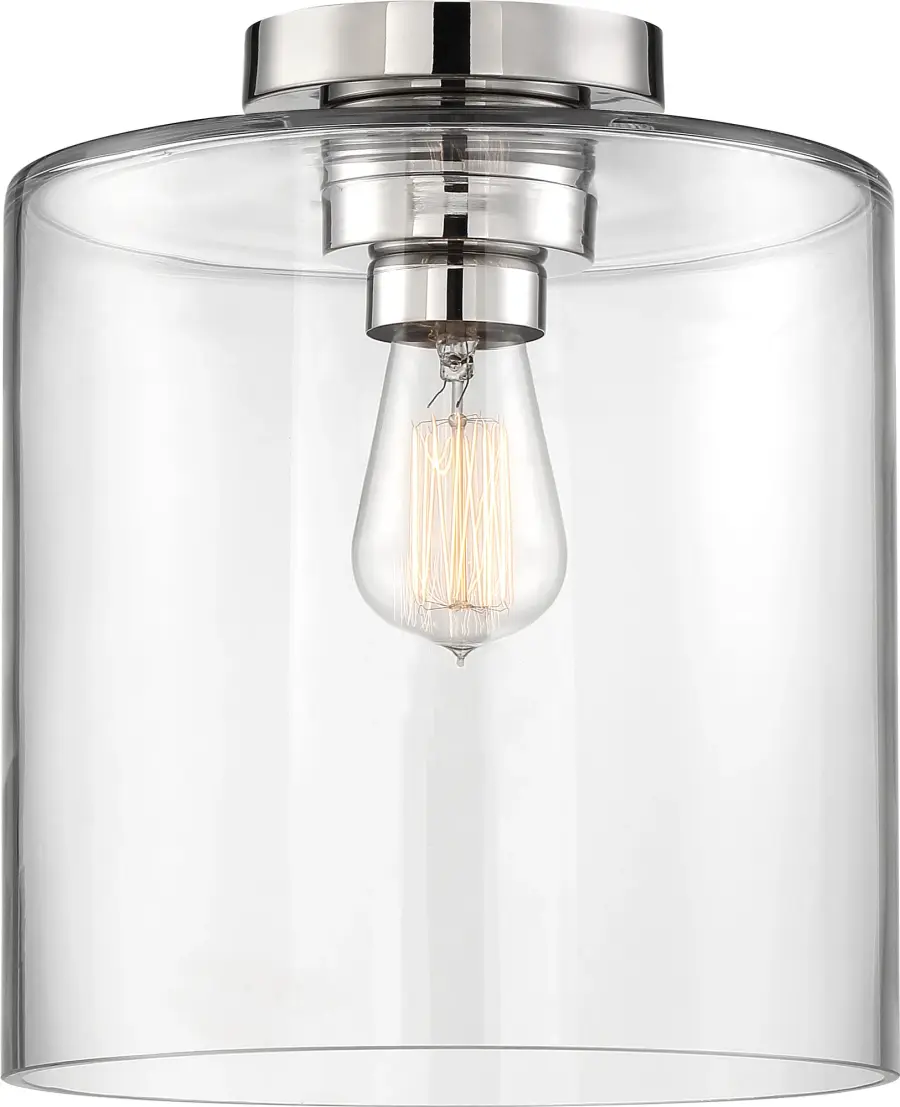 Chantecleer Semi-Flush Mount - Polished Nickel with Clear Glass - Image 2