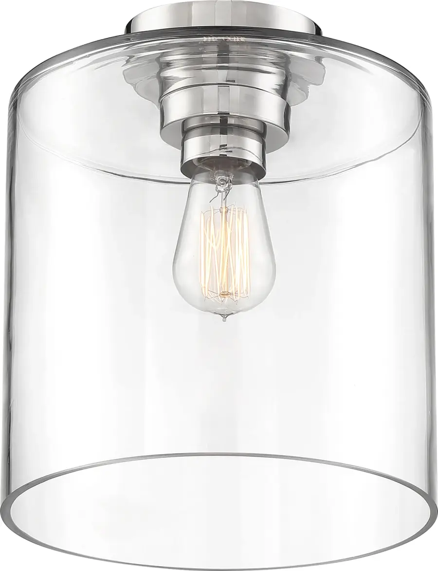 Chantecleer Semi-Flush Mount - Polished Nickel with Clear Glass - Image 3