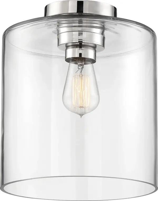 Chantecleer Semi-Flush Mount - Polished Nickel with Clear Glass - Image 4