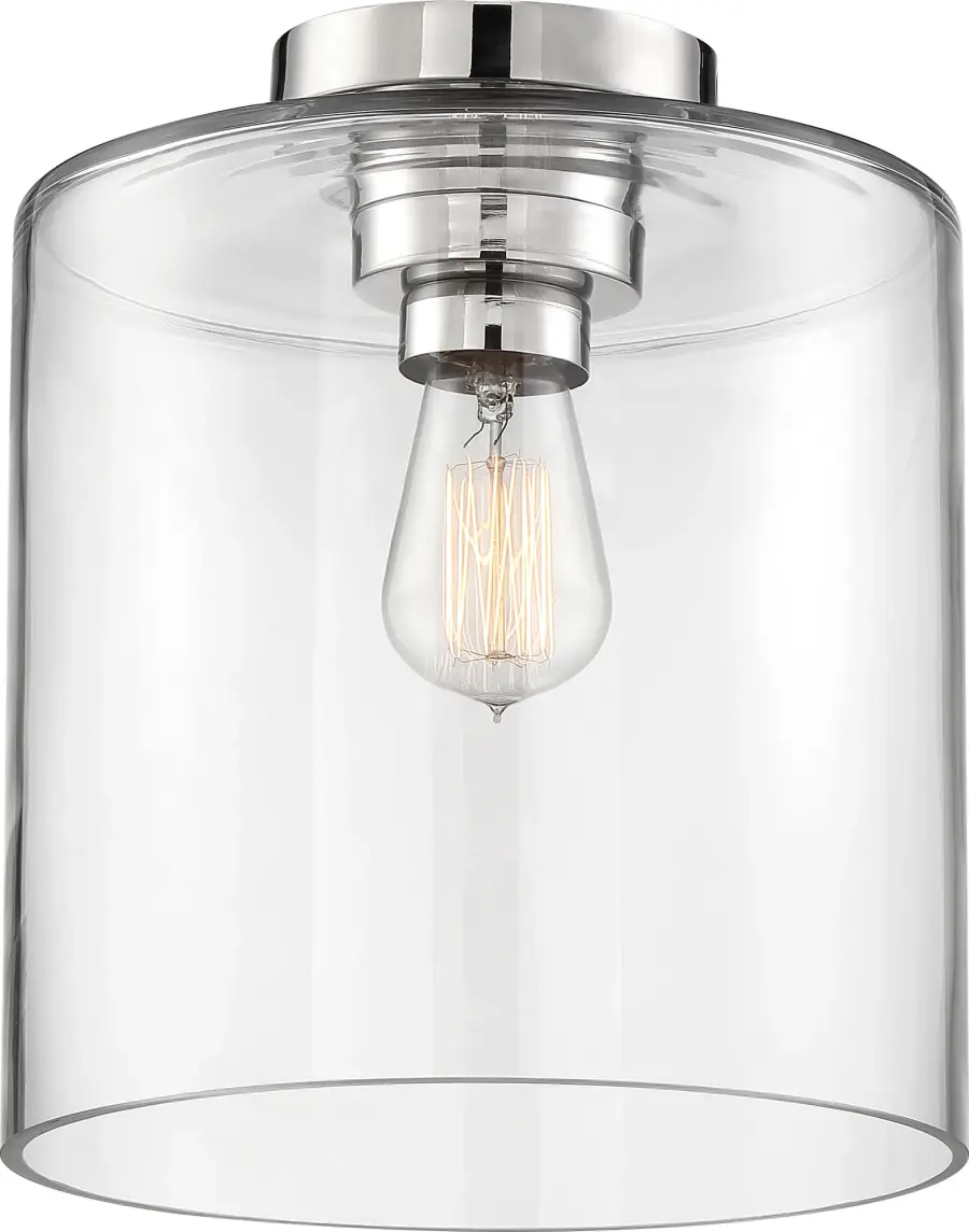 Chantecleer Semi-Flush Mount - Polished Nickel with Clear Glass - Image 4