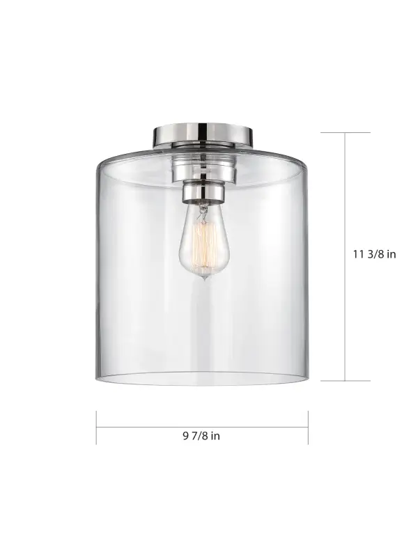 Chantecleer Semi-Flush Mount - Polished Nickel with Clear Glass - Image 6