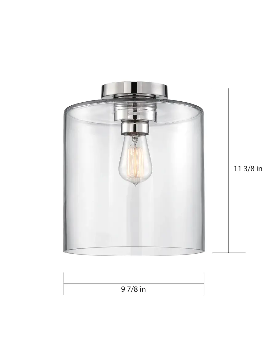 Chantecleer Semi-Flush Mount - Polished Nickel with Clear Glass - Image 6