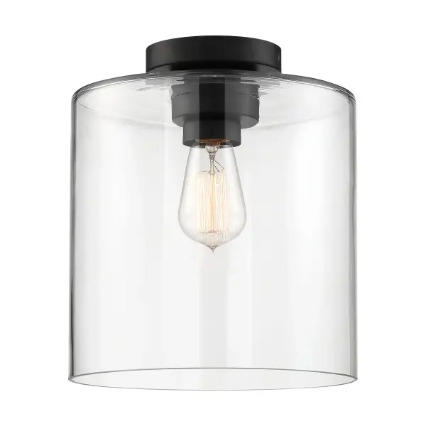 Chantecleer Semi-Flush Mount - Matte Black with Clear Glass - Image 1