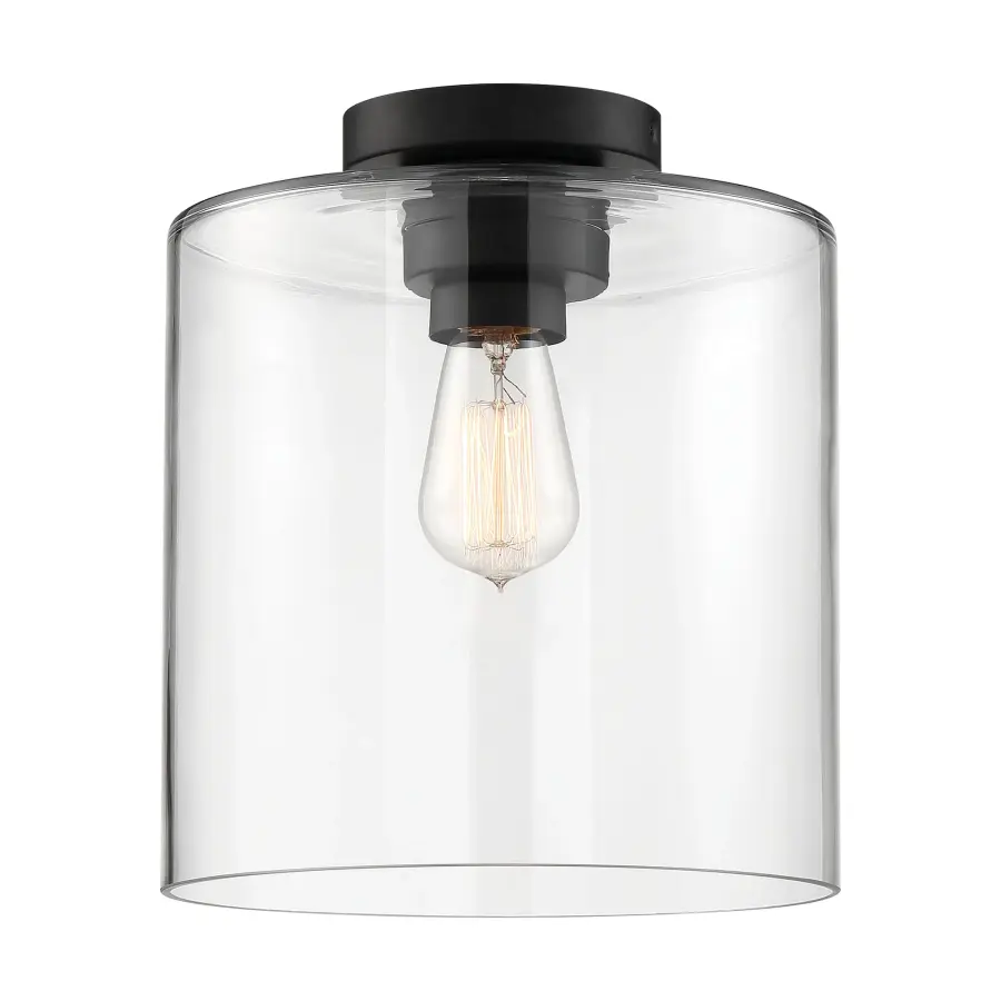 Chantecleer Semi-Flush Mount - Matte Black with Clear Glass - Image 1