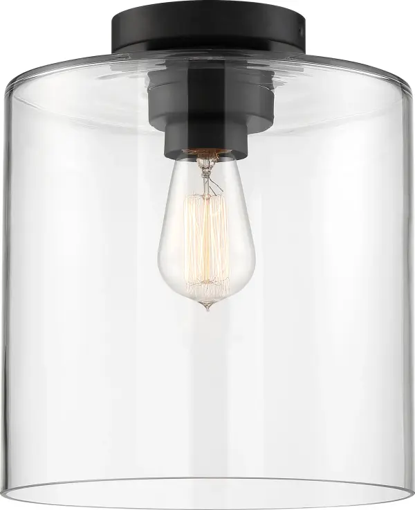Chantecleer Semi-Flush Mount - Matte Black with Clear Glass - Image 2