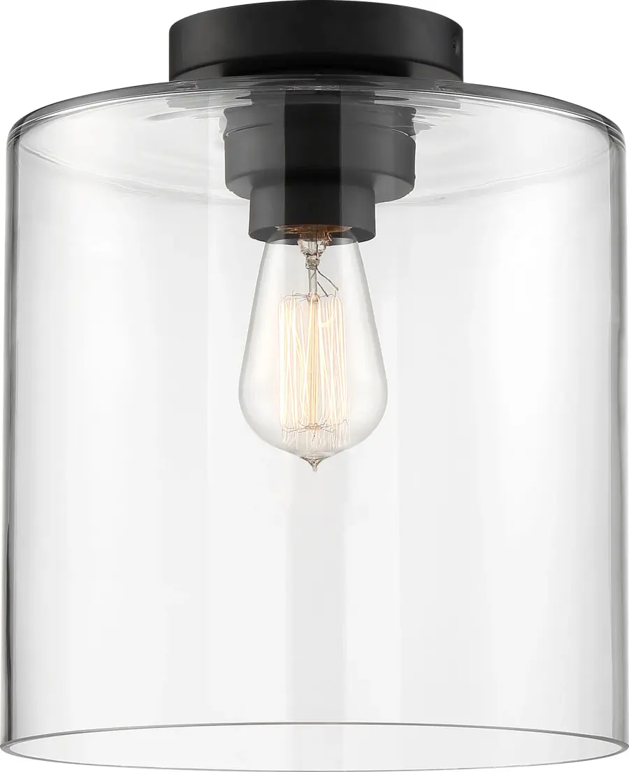 Chantecleer Semi-Flush Mount - Matte Black with Clear Glass - Image 2