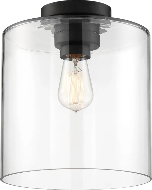Chantecleer Semi-Flush Mount - Matte Black with Clear Glass - Image 3