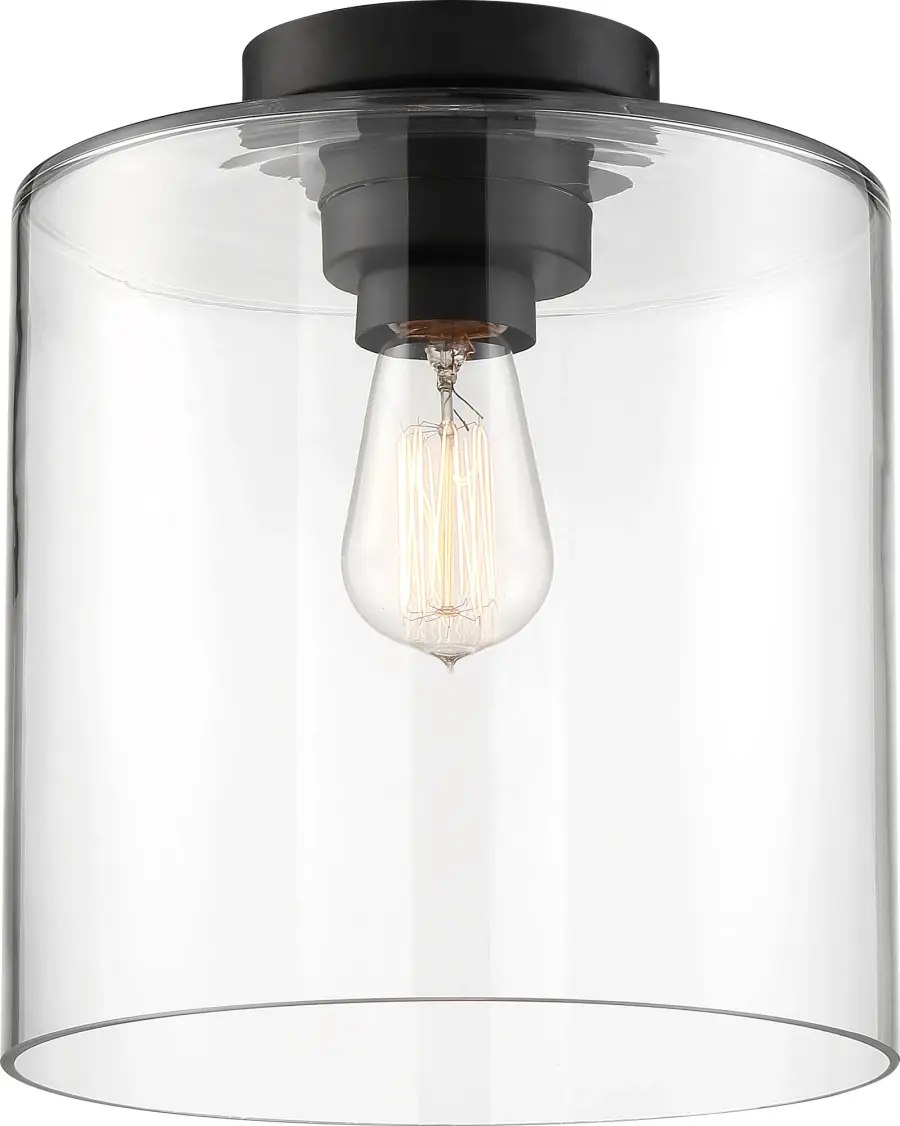 Chantecleer Semi-Flush Mount - Matte Black with Clear Glass - Image 3