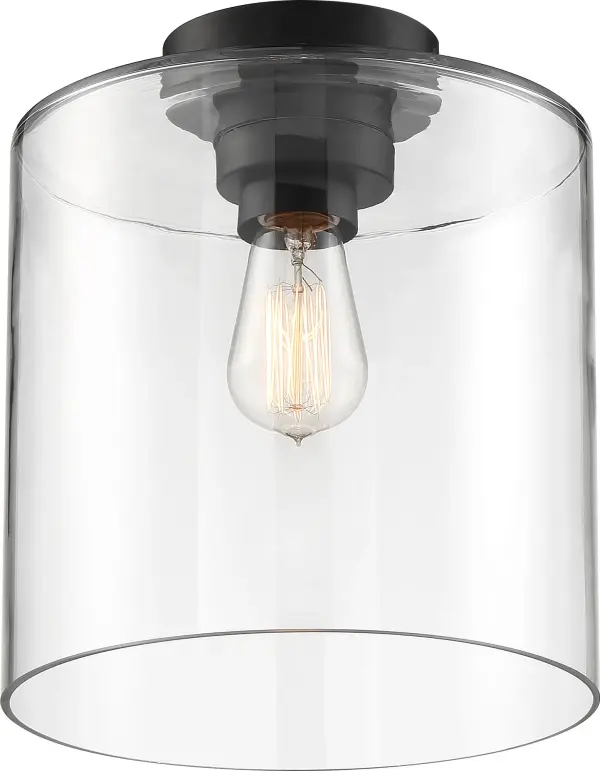 Chantecleer Semi-Flush Mount - Matte Black with Clear Glass - Image 4