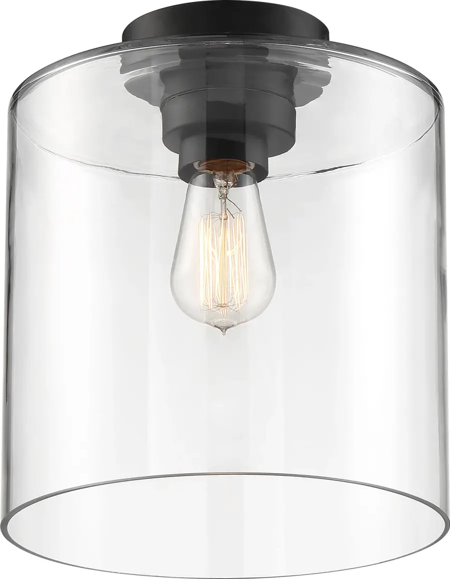 Chantecleer Semi-Flush Mount - Matte Black with Clear Glass - Image 4