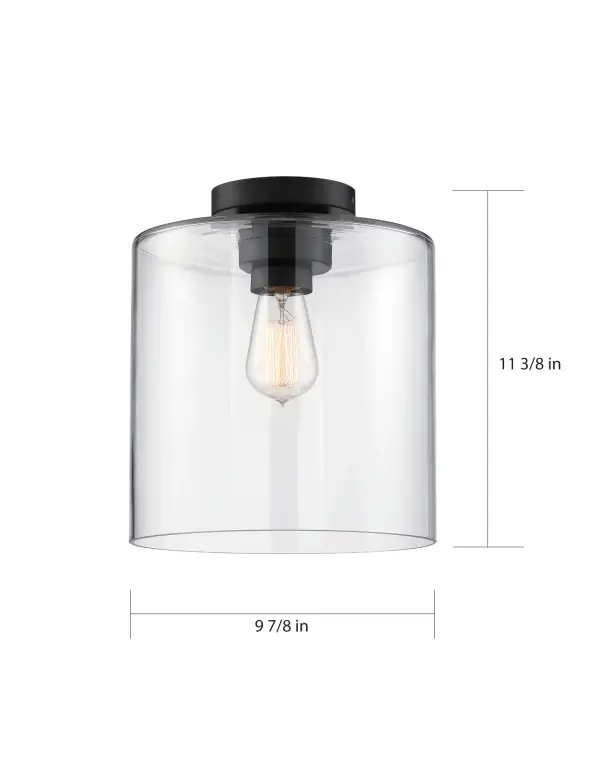 Chantecleer Semi-Flush Mount - Matte Black with Clear Glass - Image 7