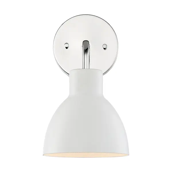 Sloan 1-Light Vanity Sconce in Polished Nickel with Matte White Shade - Image 1