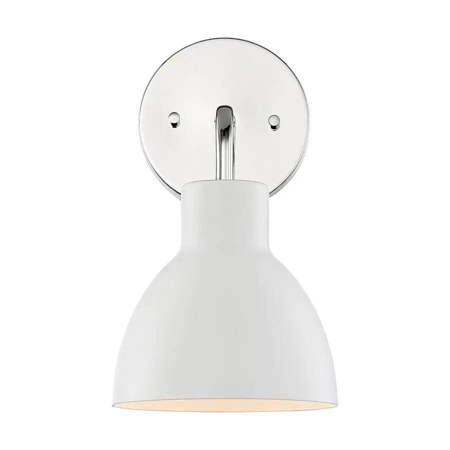 Sloan 1-Light Vanity Sconce in Polished Nickel with Matte White Shade - Image 1