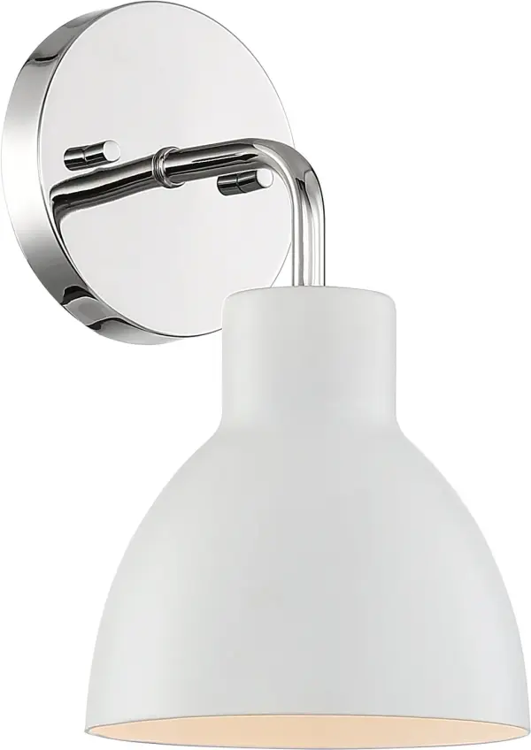 Sloan 1-Light Vanity Sconce in Polished Nickel with Matte White Shade - Image 3