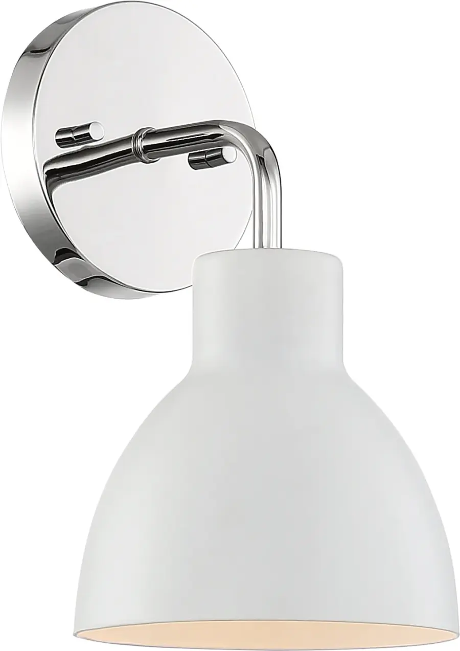 Sloan 1-Light Vanity Sconce in Polished Nickel with Matte White Shade - Image 3