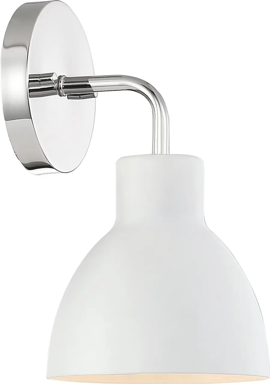 Sloan 1-Light Vanity Sconce in Polished Nickel with Matte White Shade - Image 4