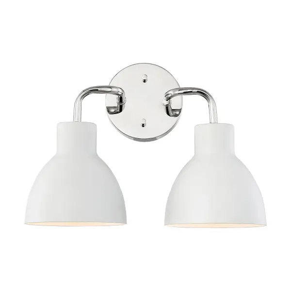 Sloan 2-Light Vanity in Polished Nickel with Matte White Shade - Image 1