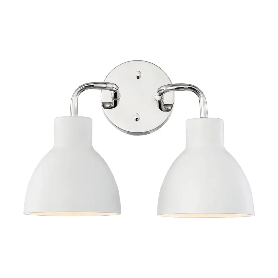 Sloan 2-Light Vanity in Polished Nickel with Matte White Shade - Image 1