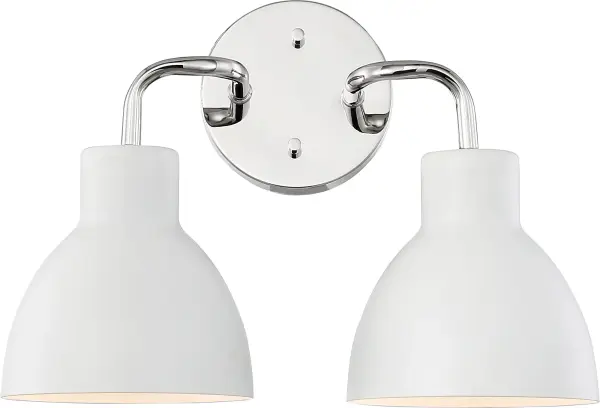 Sloan 2-Light Vanity in Polished Nickel with Matte White Shade - Image 2