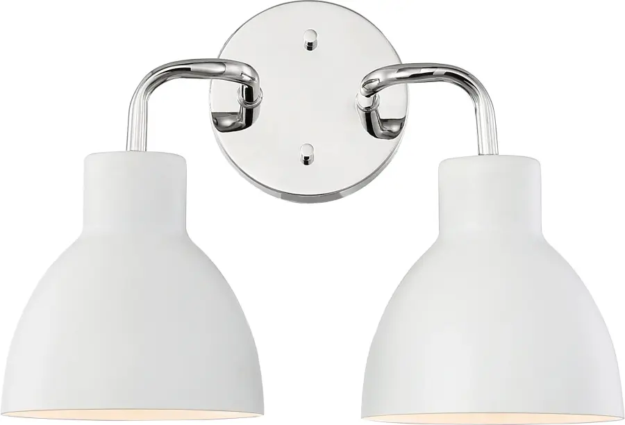 Sloan 2-Light Vanity in Polished Nickel with Matte White Shade - Image 2