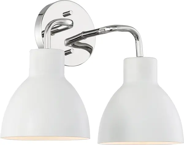 Sloan 2-Light Vanity in Polished Nickel with Matte White Shade - Image 3