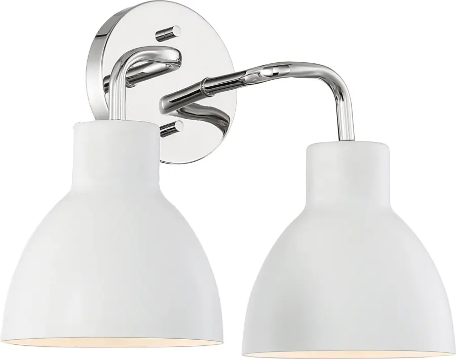 Sloan 2-Light Vanity in Polished Nickel with Matte White Shade - Image 3