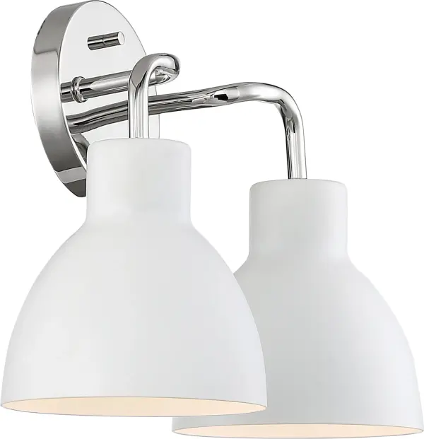 Sloan 2-Light Vanity in Polished Nickel with Matte White Shade - Image 4