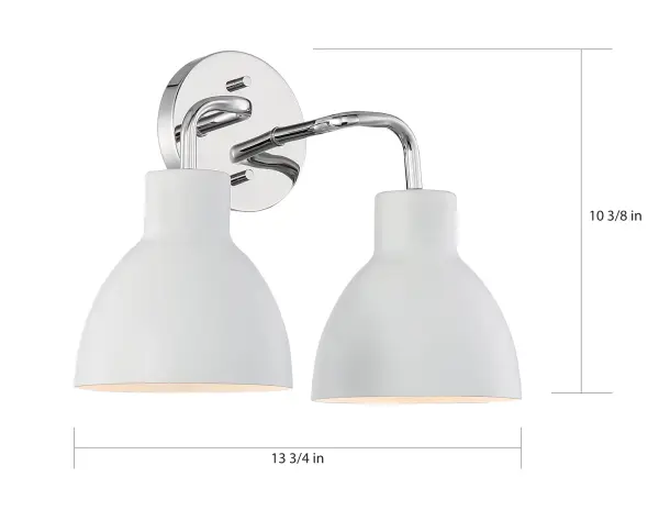 Sloan 2-Light Vanity in Polished Nickel with Matte White Shade - Image 6