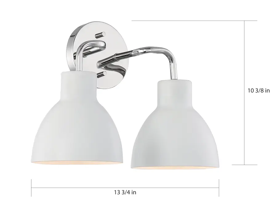 Sloan 2-Light Vanity in Polished Nickel with Matte White Shade - Image 6