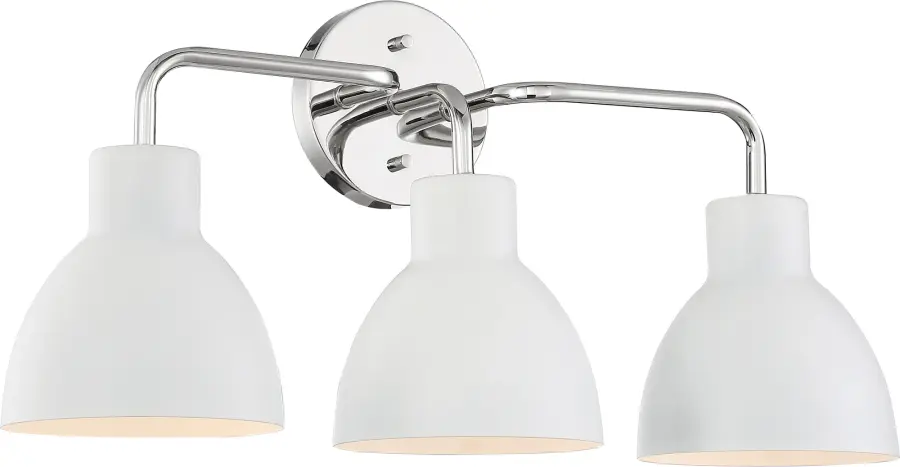 Sloan 3-Light Vanity in Polished Nickel with Matte White Shade - Image 3