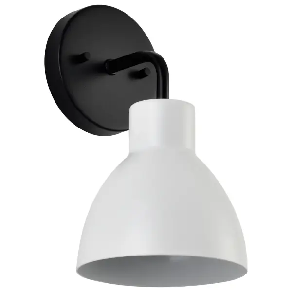Sloan 1-Light Vanity Sconce in Matte Black with White Shade - Image 1