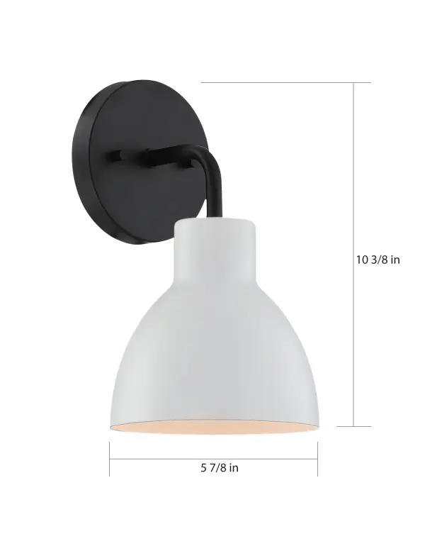 Sloan 1-Light Vanity Sconce in Matte Black with White Shade - Image 2
