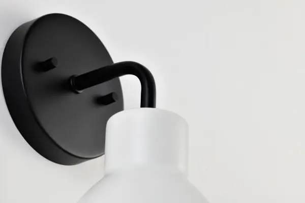 Sloan 1-Light Vanity Sconce in Matte Black with White Shade - Image 15