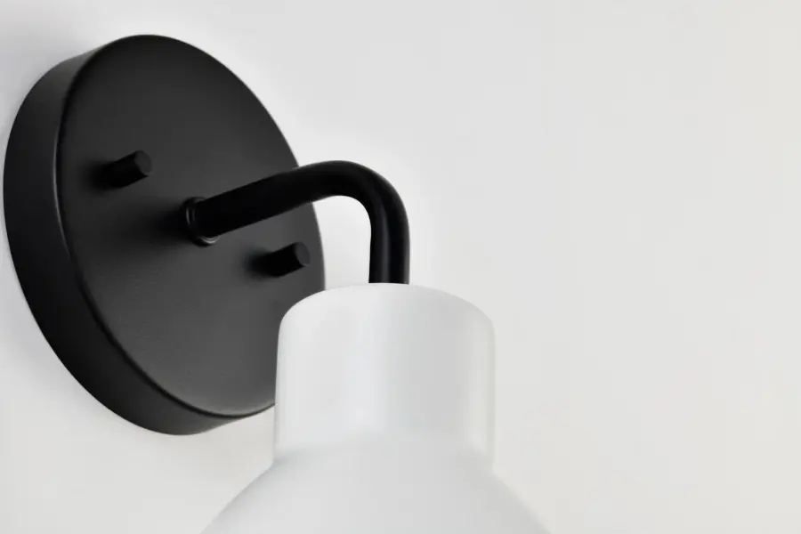 Sloan 1-Light Vanity Sconce in Matte Black with White Shade - Image 15