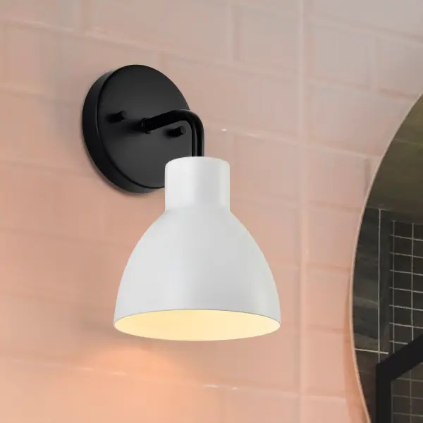 Sloan 1-Light Vanity Sconce in Matte Black with White Shade - Image 17