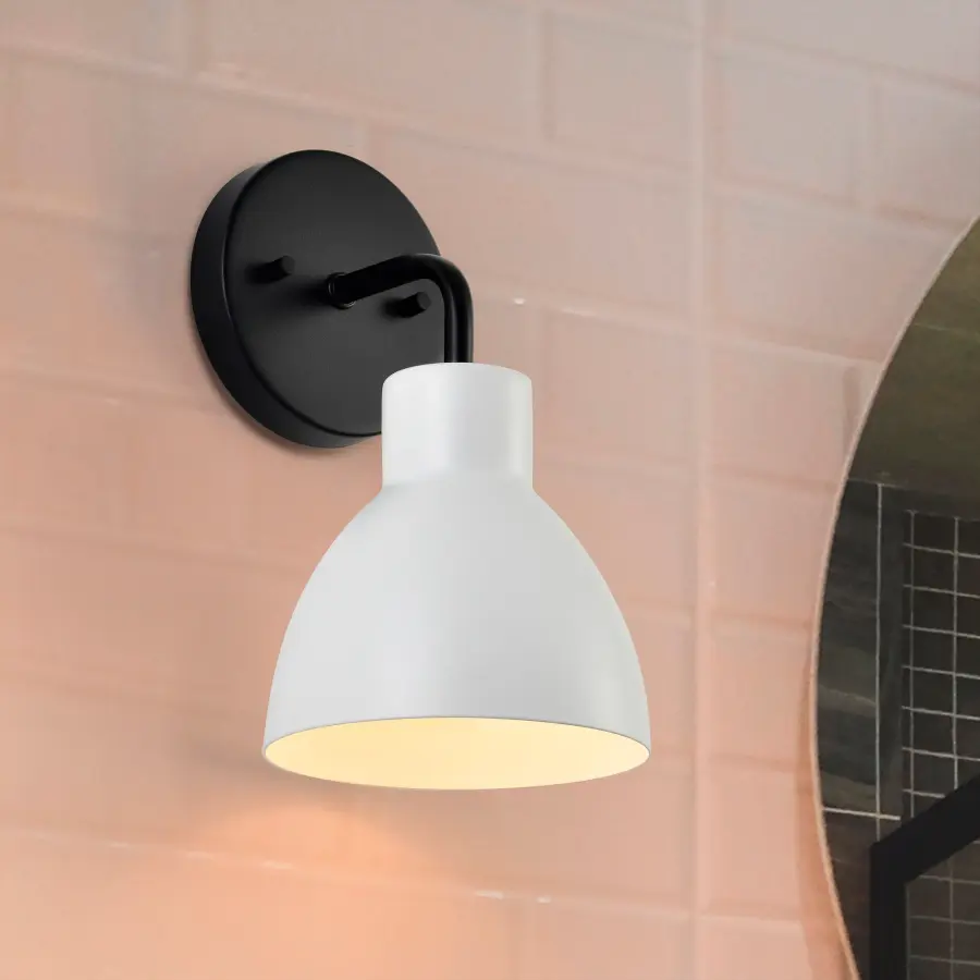 Sloan 1-Light Vanity Sconce in Matte Black with White Shade - Image 17