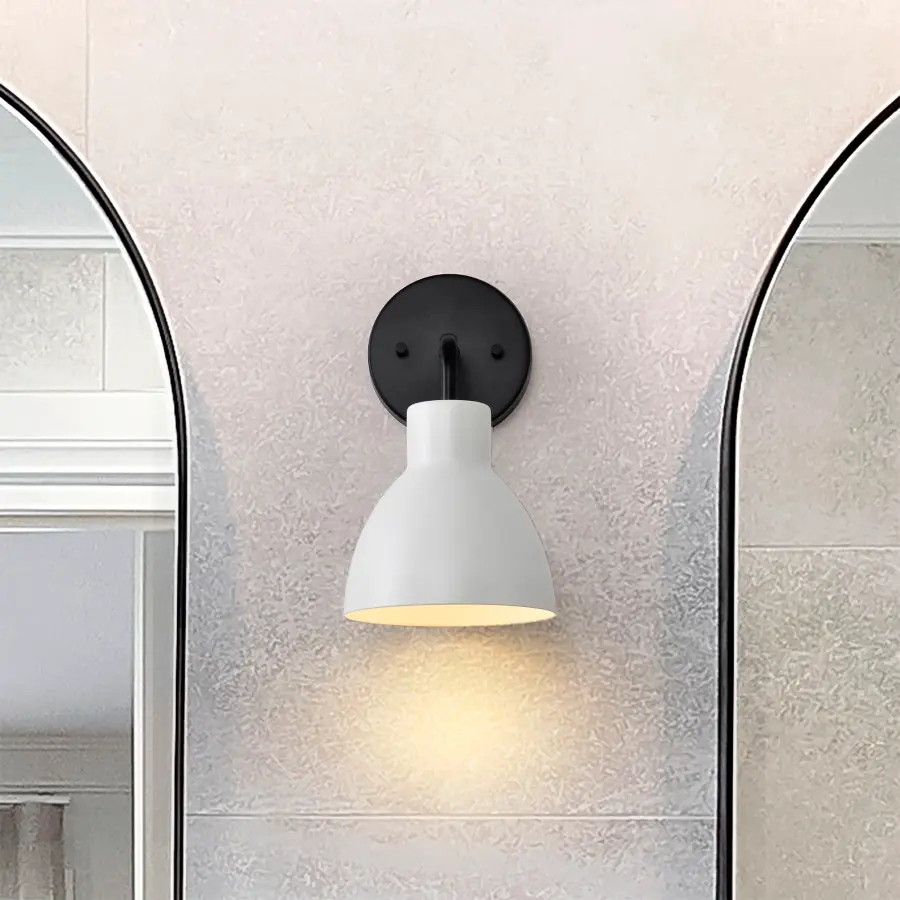 Sloan 1-Light Vanity Sconce in Matte Black with White Shade - Image 19