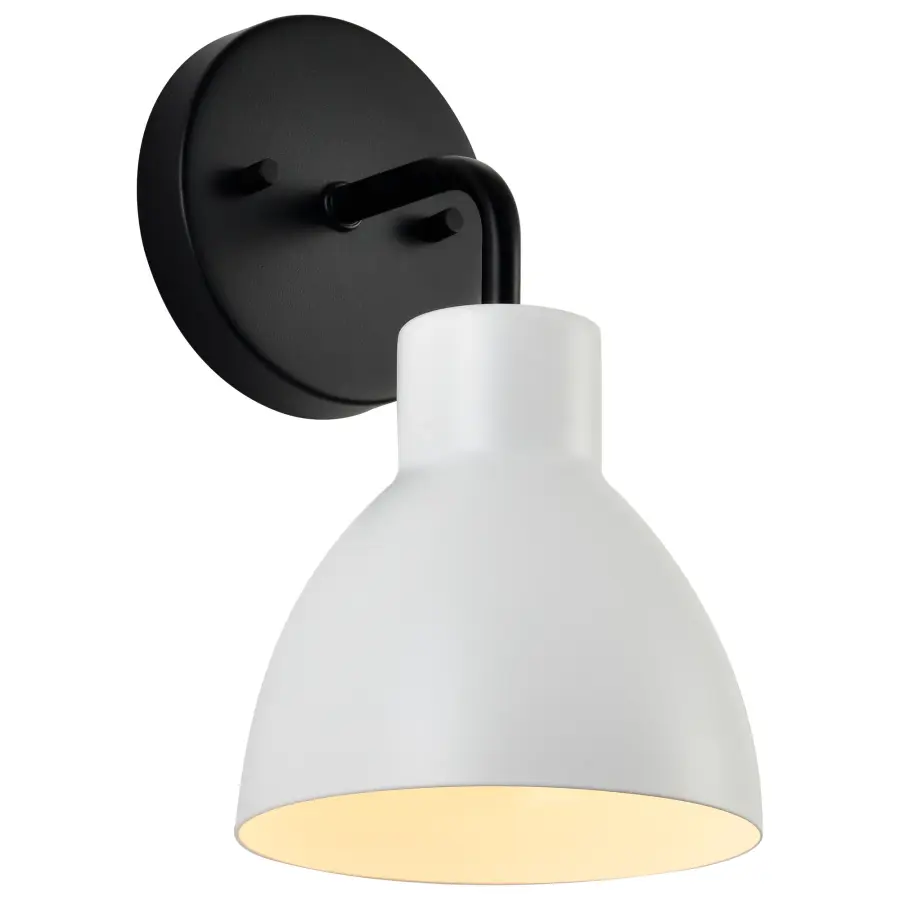 Sloan 1-Light Vanity Sconce in Matte Black with White Shade - Image 3