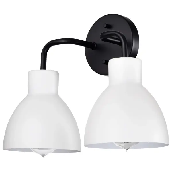 Sloan 2-Light Vanity in Matte Black with White Shade - Image 1